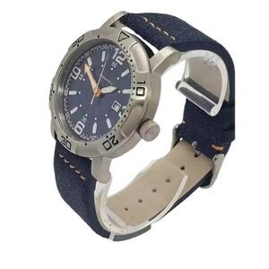 NWB Redshift 7 Blue Watch Stainless Steel Genuine Leather Water Resistant